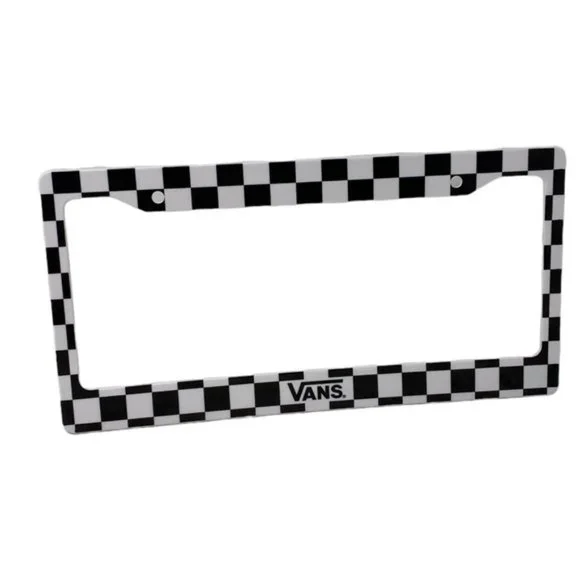 VANS License Plate Cover Frame Family Exclusive Black White Check VN000DNSN0A1 - Picture 3 of 7